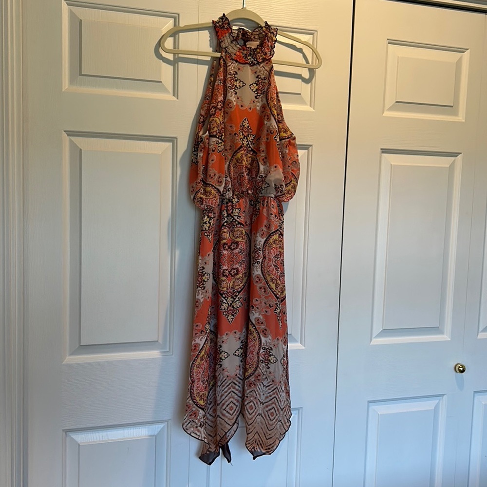Halter, asymmetric hemmed dress